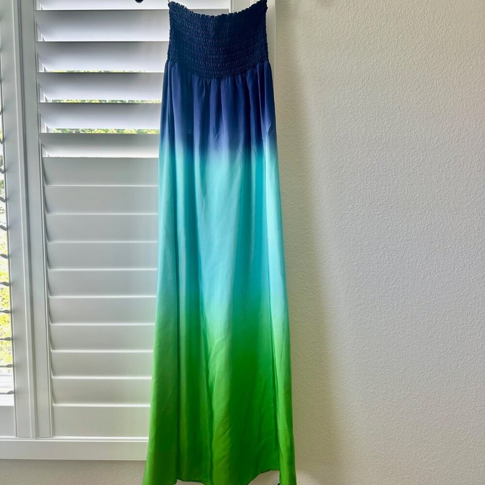 Lilly Pulitzer Silk Dip Dye Carrie Dress, Blue and Green Ombré XS